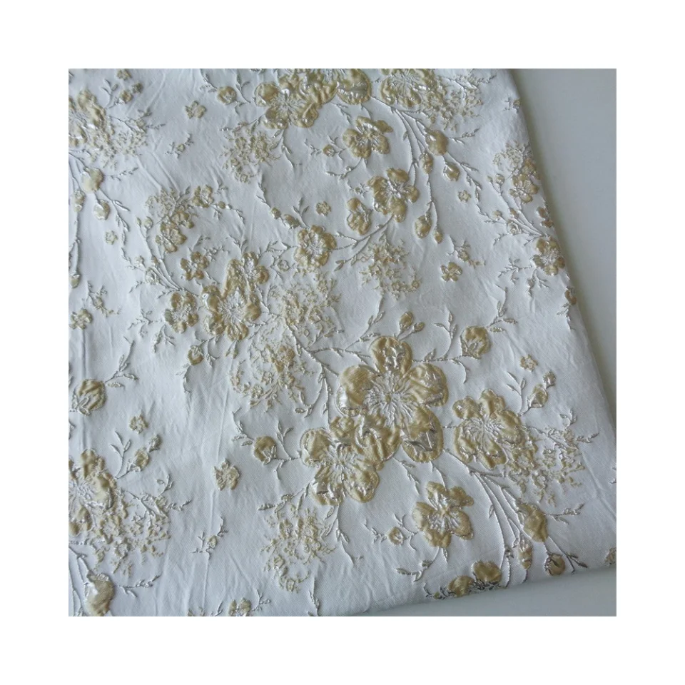 European and American style three-dimensional dyed relief flower jacquard fabric fashion cloth