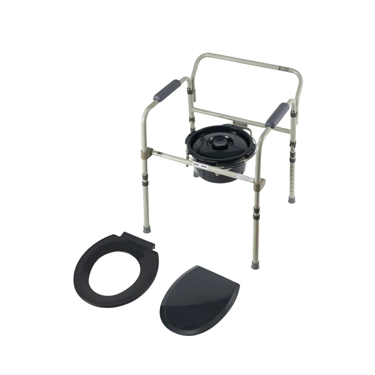 Bliss Medical Folding Steel Bedside Commode Toilet Seat Adjustable Height Price Commode Chair for Elderly Disabled Adult Seniors