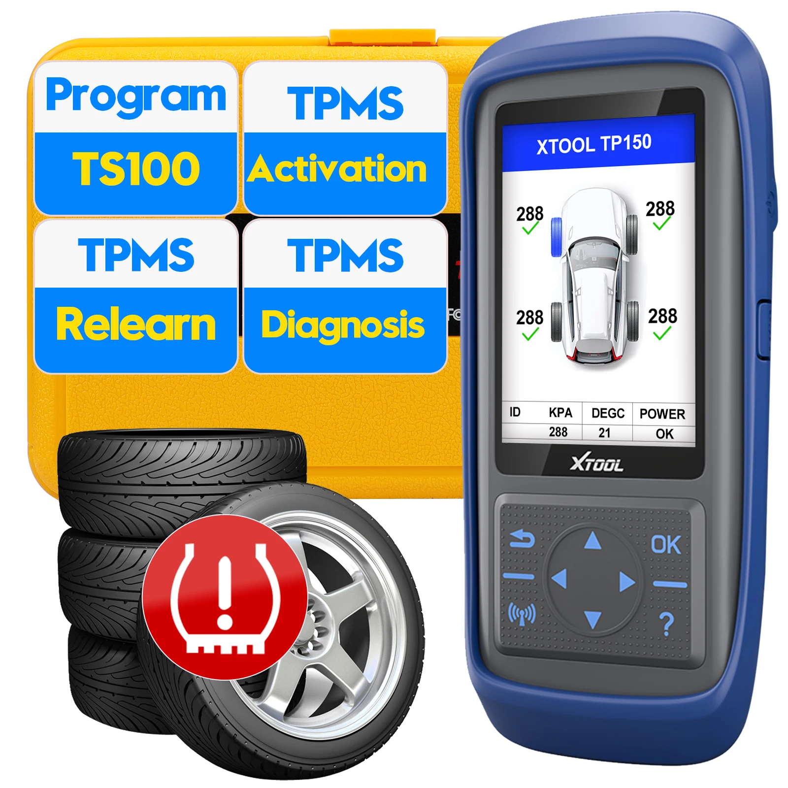 XTOOL TP150 TPMS Programming Tools For 315Mhz & 433Mhz Sensors Tire Pressure Reset Tool Sensor Activation Lifetime Free Update