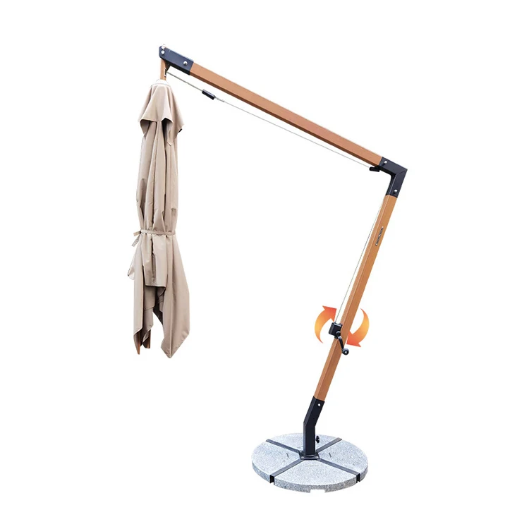 Aluminum cantilever patio custom commercial design parasol crank side pole garden sun patio beach outdoor umbrella