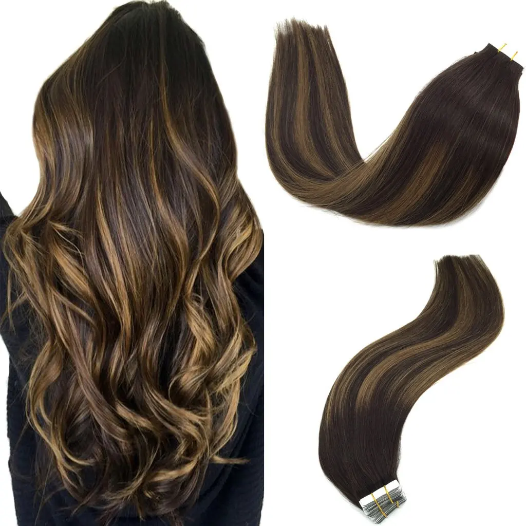 12A Grade European Raw Unprocessed Super Double Drawn 100% Virgin Remy Hair Tape In Hair Human Extension
