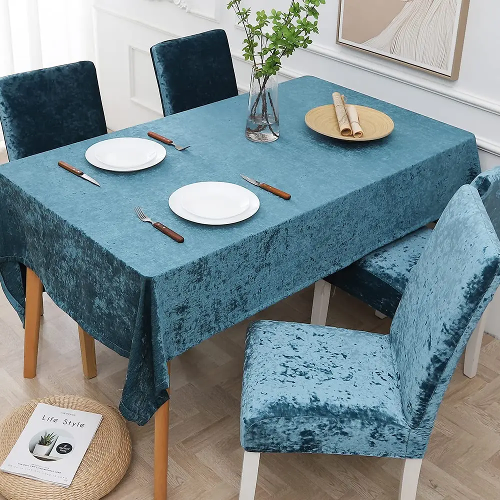 Luxury Polyester Solid Stretch Table Cloth Cover Banquet Party Black Wedding Velvet Round Table cloth