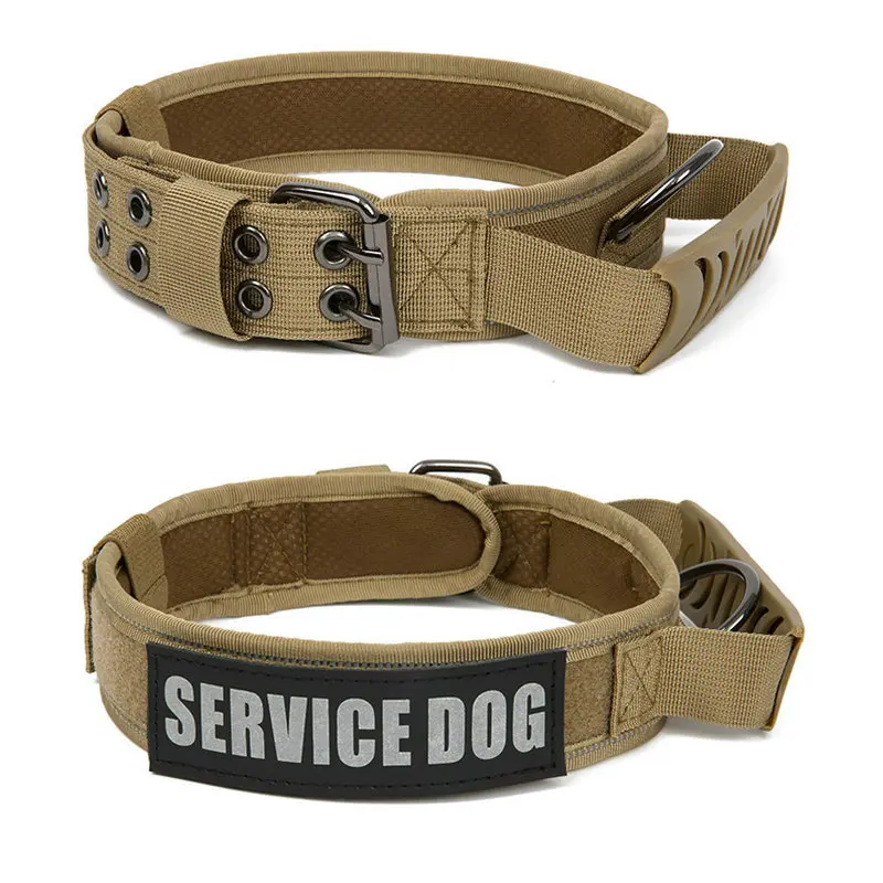 Customizable Adjustable Large Tactical Dog Training Collar with Handle No Pull Dog Collar