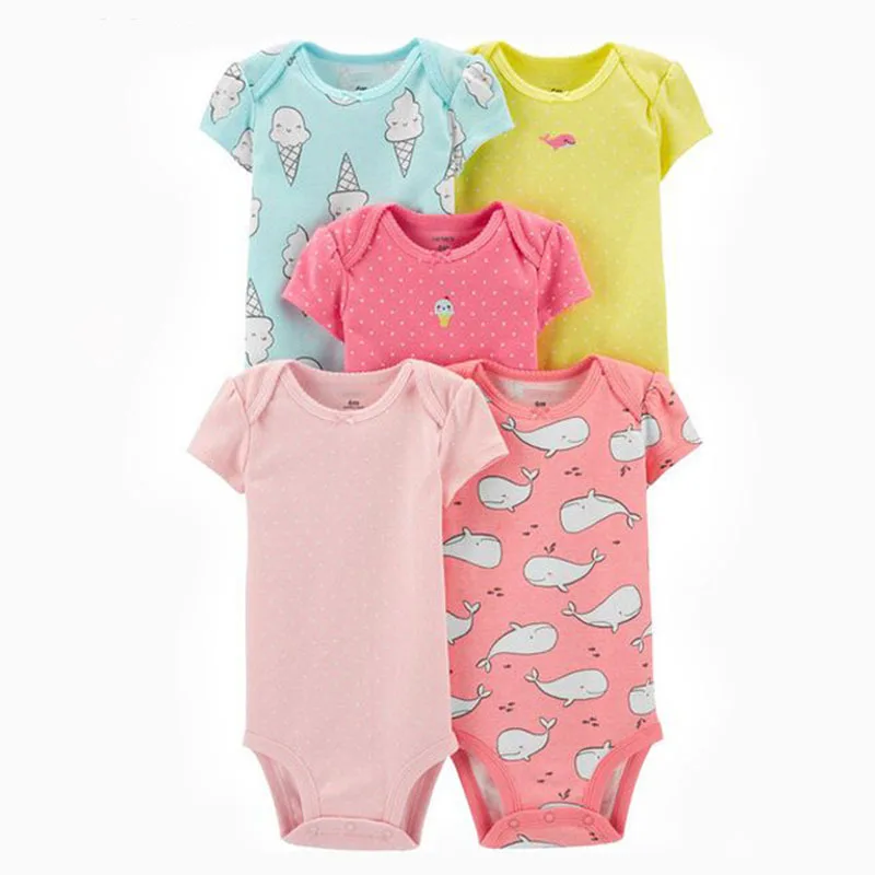 Hot sale Baby clothes 2014 jumpsuits, play suits & bodysuits 5 pack baby rompers wholesale
