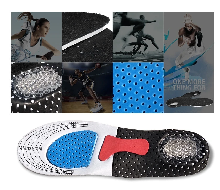 Men Women Insoles Comfort Gel Foot Arch Support Inserts Flat Arches Sore Heels Feet Inserts Cut Size Removable Inner Shoes Soles