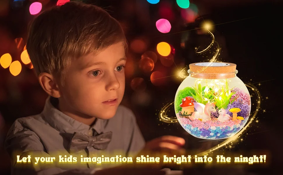 Unicorn Gifts for Girls - Light up Unicorn Terrarium Kit for Kids - DIY Unicorn Arts & Crafts Toy