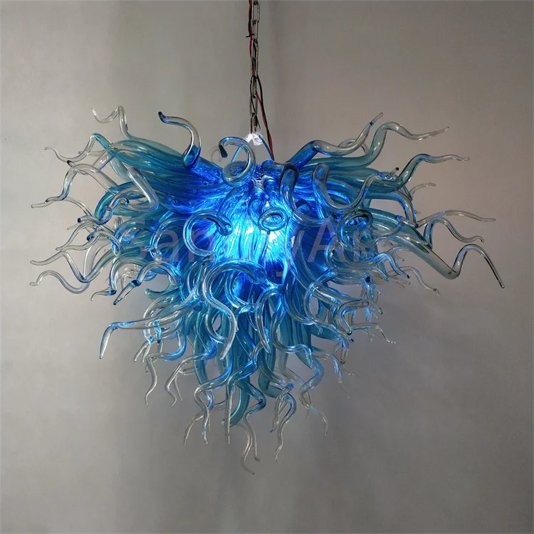 Diy chihuly style blue color mouth blown murano glass chandelier