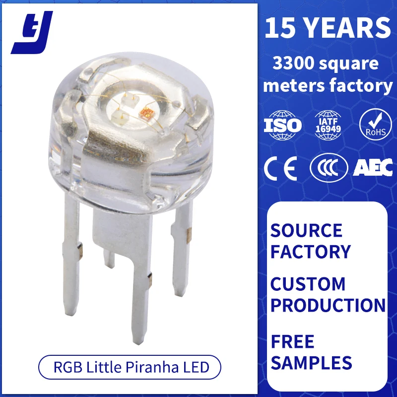 Factory Make Mini Super Flux Led Piranha RGB Super Flux Led Amber Piranha Led Highlighted Through Hole LED 4 Pins Lamp Led