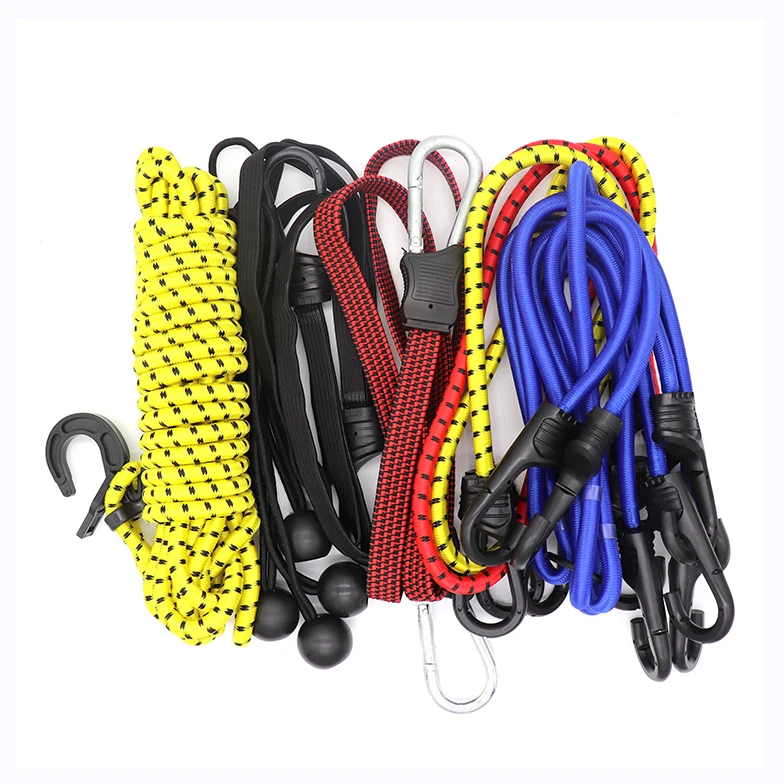Top fashion outdoor safety multifunctional rubber and polyester woven bungee cord