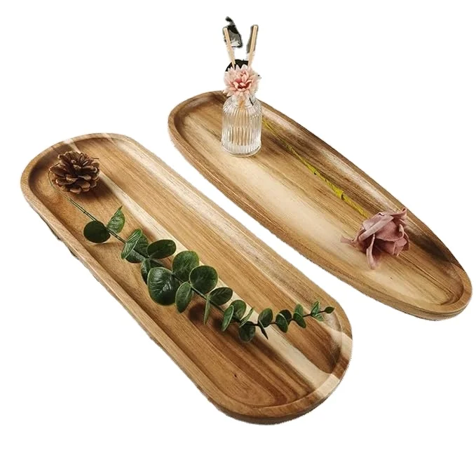 Wholesale Custom Tray wood  Material Wooden Food Storage and Serving Tray for Counter and Dresser Storage for Parties