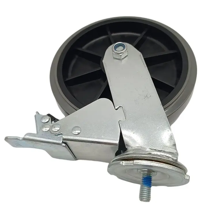 High Quality 8x2 Inches Grey PU Caster Swivel Wheel Floor Rotate Heavy Duty Trolley Industrial Casters Furniture Office Medical