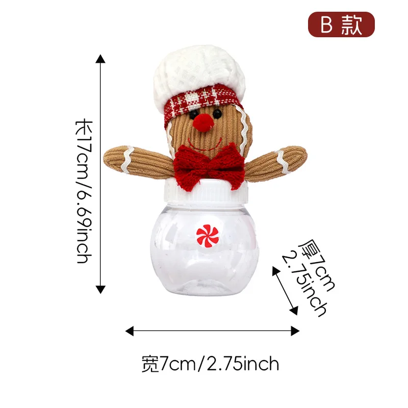 Christmas Candy Jar Plastic Transparent Gift Storage Bottle Snowman Elk Festival Decoration Kid Gift Packaging For New Year