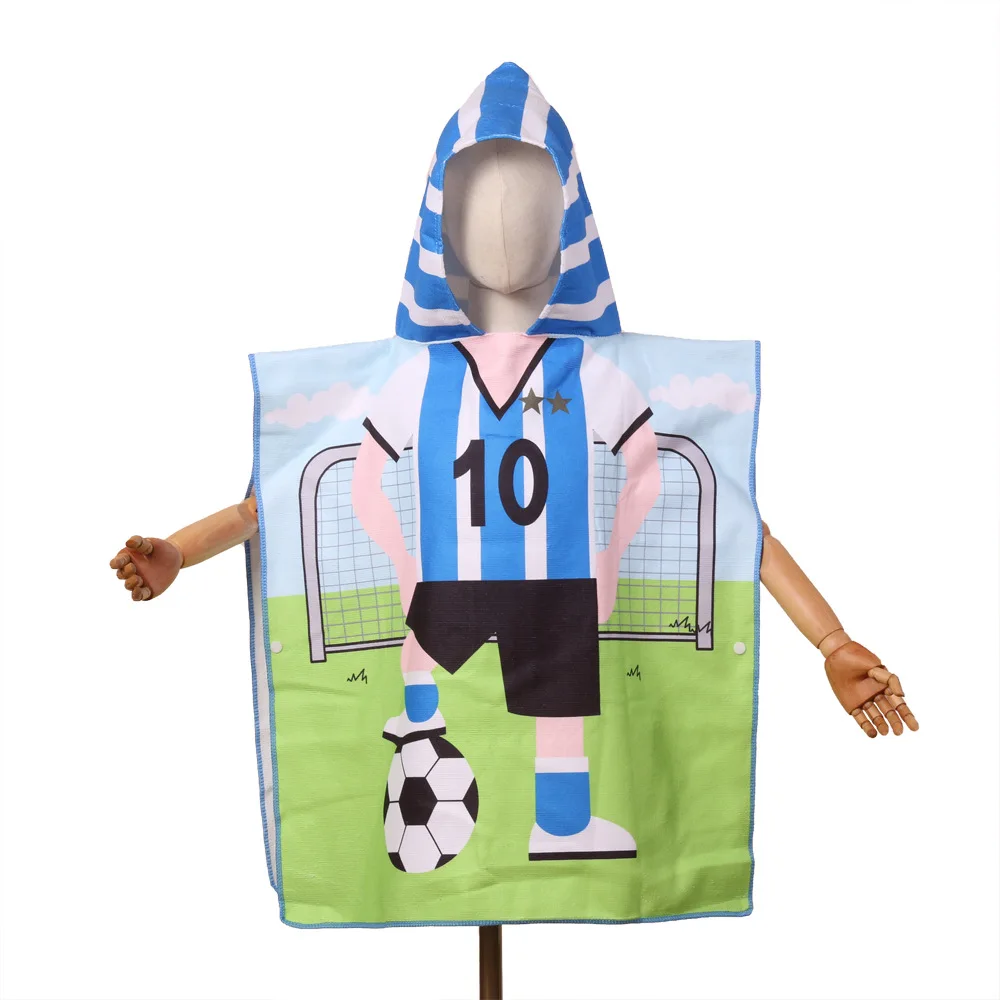 Детская накидка банное полотенце для От 2 до 10 лет с рисунками из мультфильмов, быстро сохнет, накидка в полоску банный халат абсорбент внешняя часть изготовлена из микрофибры пляжные полотенца