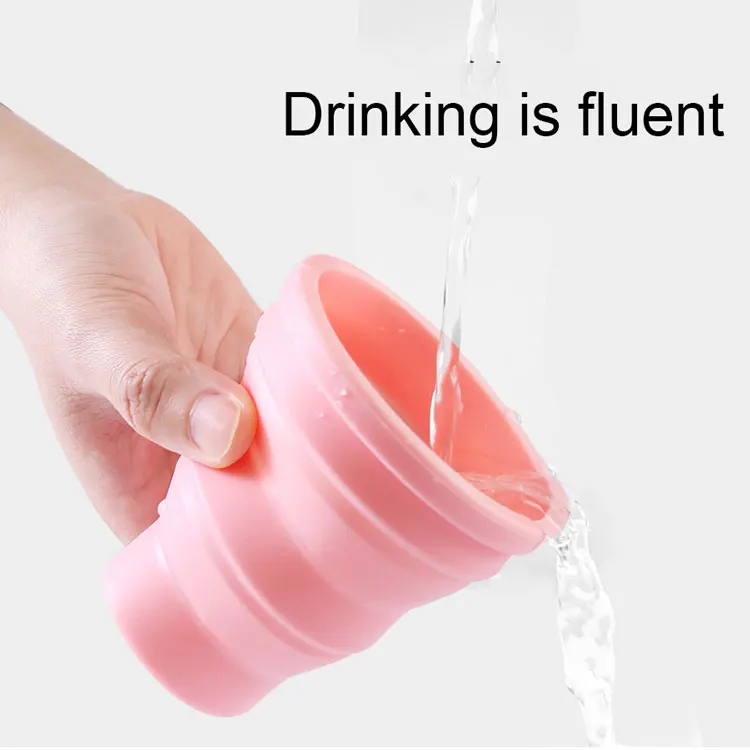 China Factory Portable Travel Camping Folding Drinking Coffee Mug Reusable Silicone Collapsible Cup for Travel