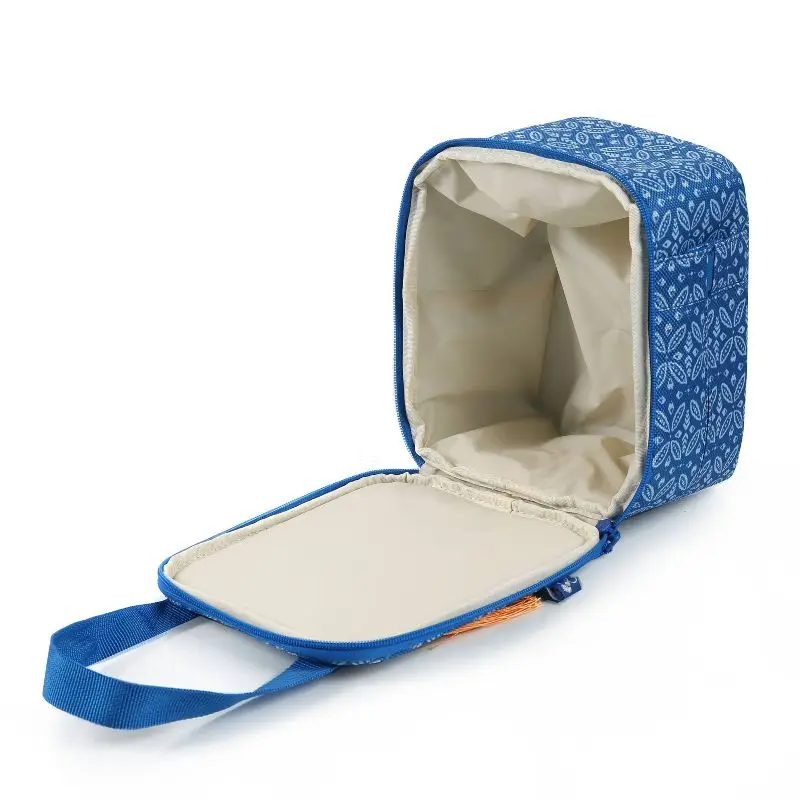 Custom Exterior front/side pocket insulated bag Bohemian Clementine Upright Lunch Bag with Carry Handles