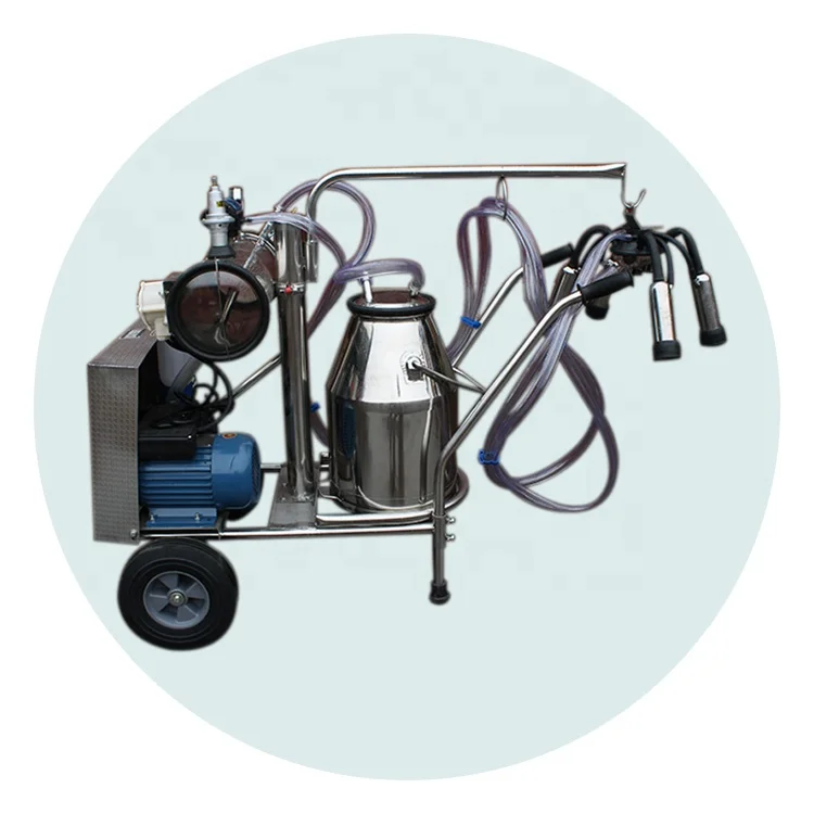 Stainless Steel Double Bucket Portable Cow Milking Machine with Vacuum Pump