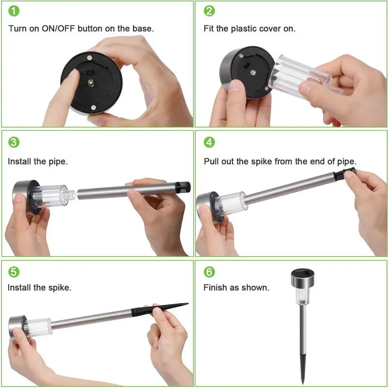 Outdoor Garden Waterproof Led Landscape Lighting Stainless Steel Solar Powered Lights For Pathway Walkway Patio Yard Lawn