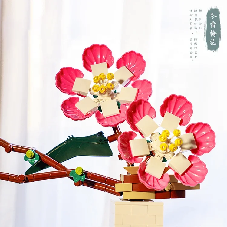 Hot Sale Valentines Day Romantic Flowers Toys Gifts Creative Handmade Eternal DIY Building Block Flower Jigsaw Puzzle Game Kits
