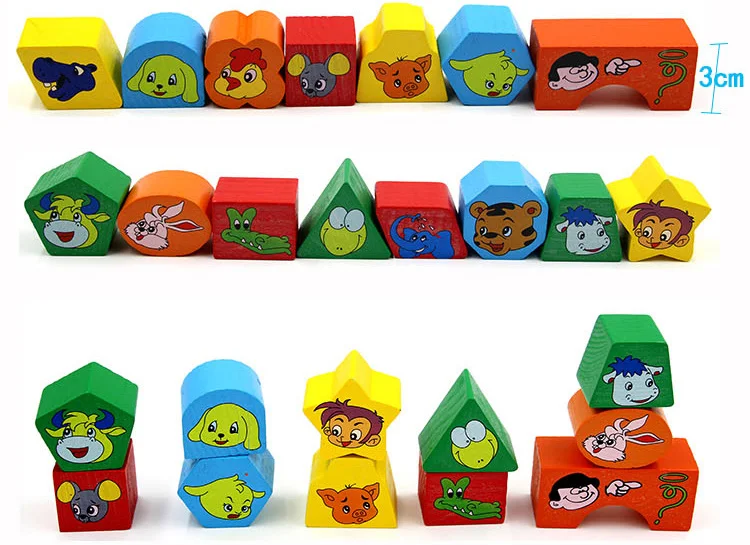 Hot Style Intelligence Cartoon Box Detachable Blocks Matching Funny Animal Wooden Baby Shape Sorter Toy For kids Boys and Girls
