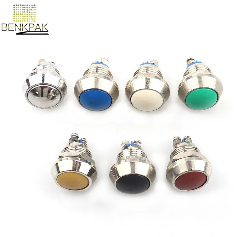 12mm anti-vandal metal momentary pushbutton switch metal switch 1NO