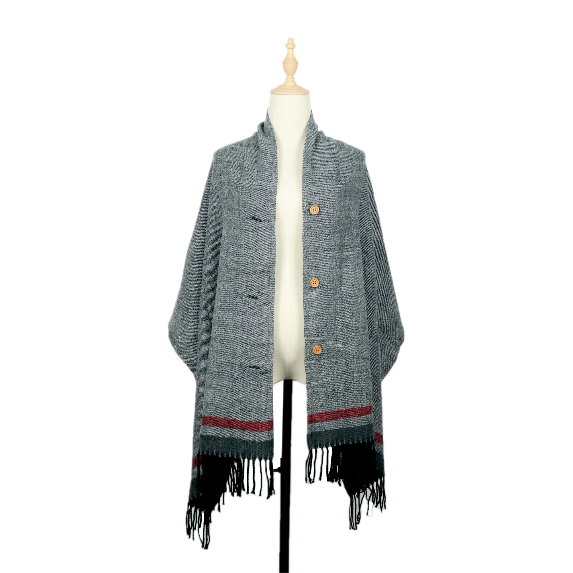 Factory direct supply spot acrylic material warm fashion elegant ladies tassel shawl