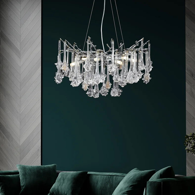 Crystal Drops Tree Branch Living Room Restaurant Luxury Hotel Villa Crystal Chandelier