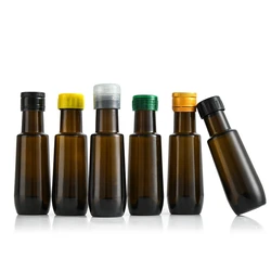 In Stock Round Green Amber 100ml Edible Oil Glass Bottle Marasca Cooking Olive Oil Bottle With Cap