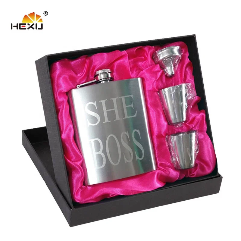 2023 Best Selling Christmas Items Stainless Steel Hip Flask Funnel Set