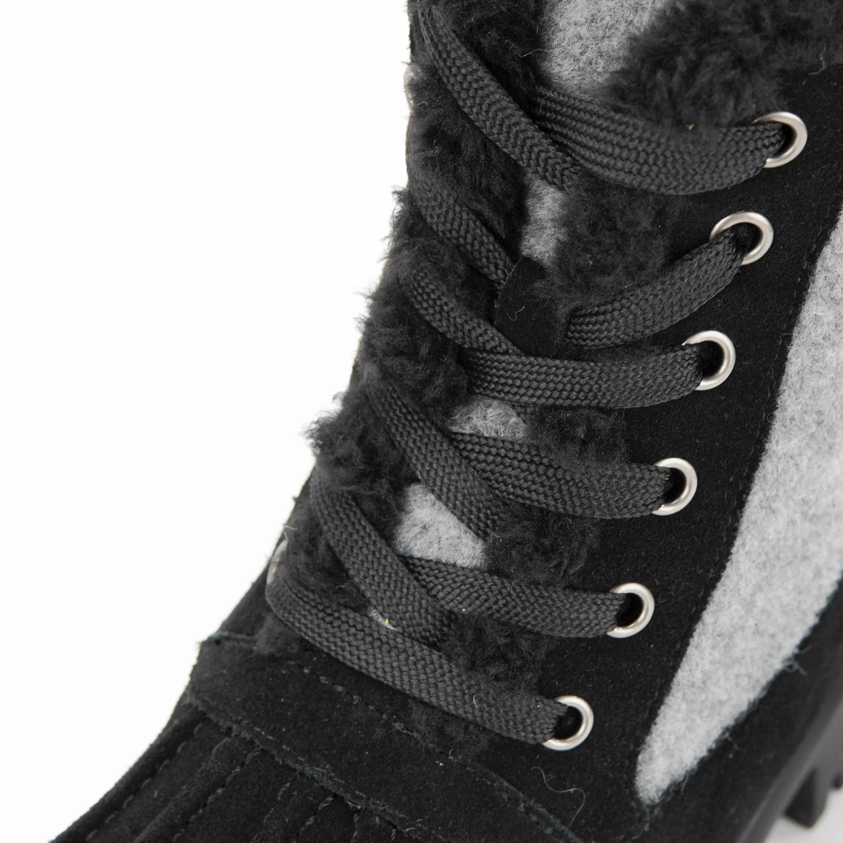 Custom 2022 new leather winter ladies ankle boots  fashion lace up black fur snow women boots for ladies