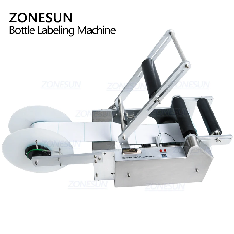 ZONESUN Semi Automatic TB-50 Round Plastic Water Wine Beer Cans Tube Vial Pet Glass Bottle Labeling Machine