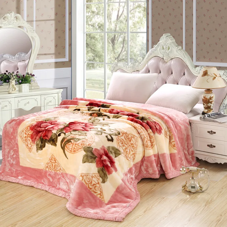 Hot sell  Elegance and Warmth Korean Mink Weight Raschel Blanket with Double Layer Comfort for Winter