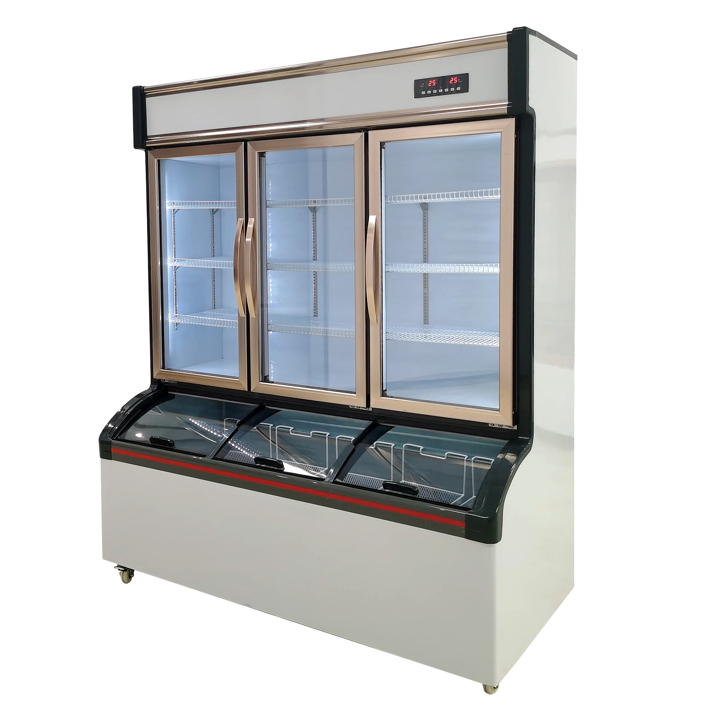 Freezer Glass Showcase convenience store two temperature cabinet Supermarket Food Beverage frozen Food Meat Freezer