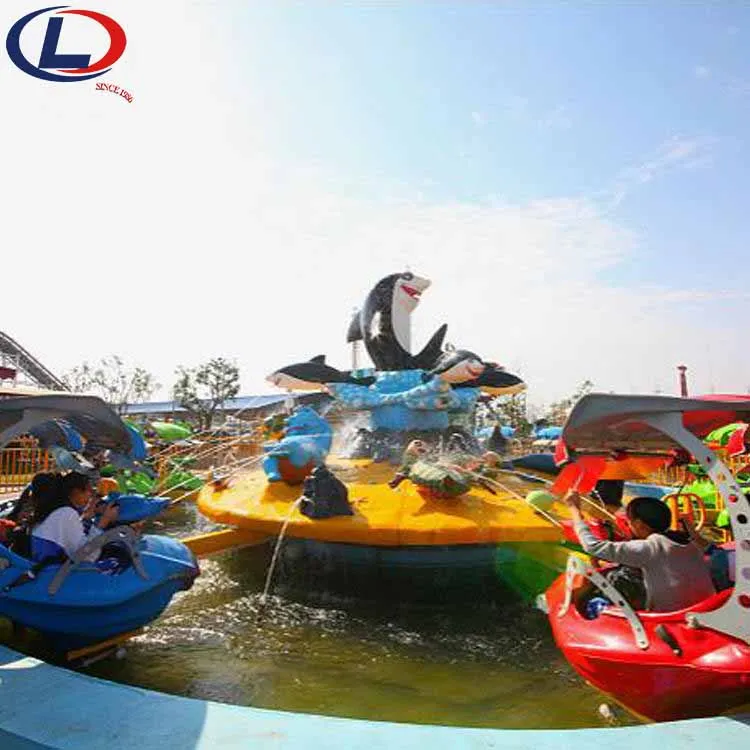 High Quality Amusement Park Rotary Shark Rides Kids Playground Outdoor Water Shooting Game Shark Island Battle
