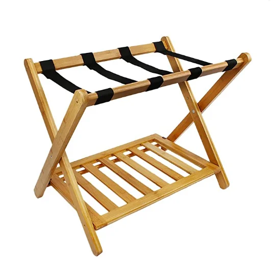 Bamboo Folding Luggage Rack Suitcase Stand Bamboo Luggage Stand Backpacks