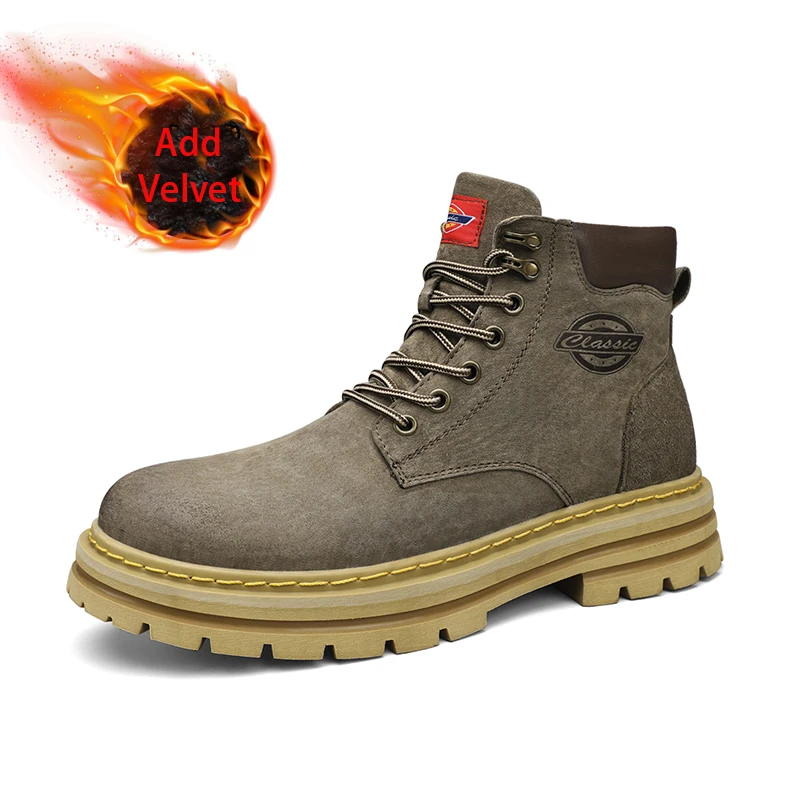 Accept OEM In Ready Stock Handmade Pure Real Genuine Leather High Top Waterproof Men Outdoor Snow Winter Boots