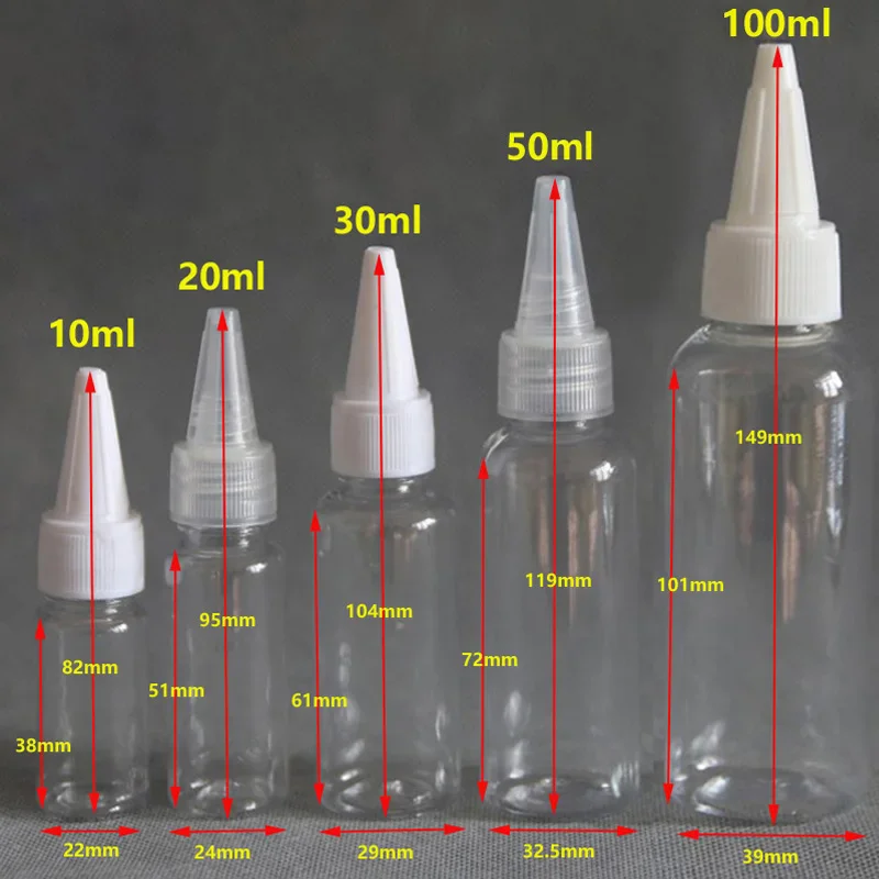 Empty 5ml 10ml 80ml 100ml Pointed Mouth Squeeze Bottle Custom Color Pointed Plastic Bottle