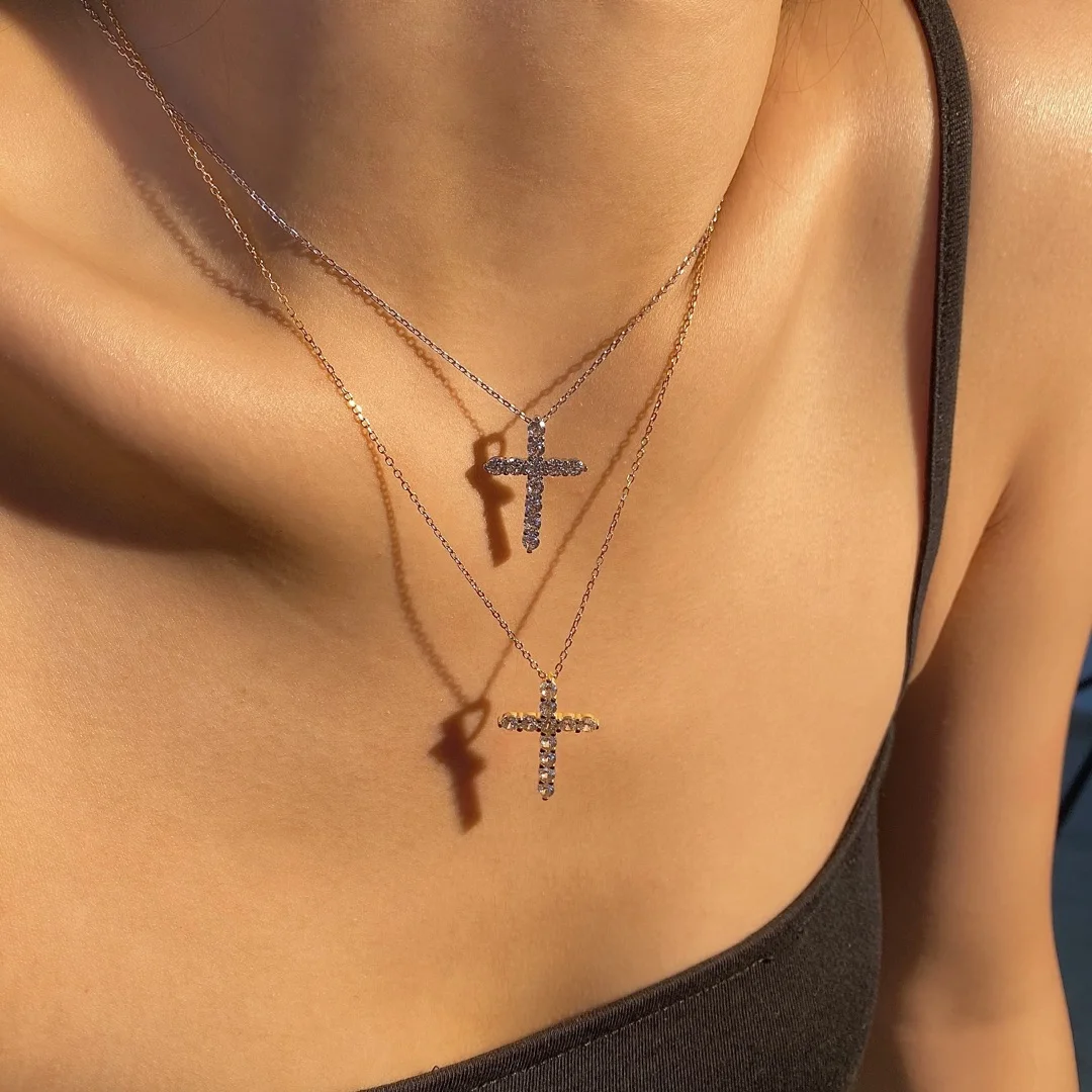 Dylam Wholesale Jewelry Vendors Vermeil Minimalist Zirconia 18k Gold Necklace Statement Trendy Sterling Silver Heart Necklace