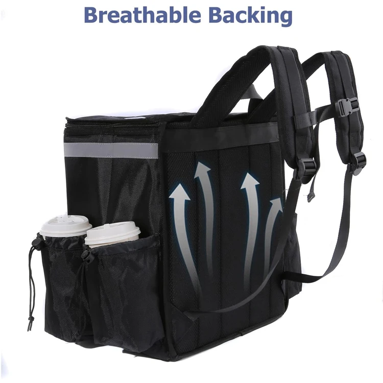 Bike transport 2 dividers insulated food delivery bag motorcycle bike backpack food delivery with cup holders