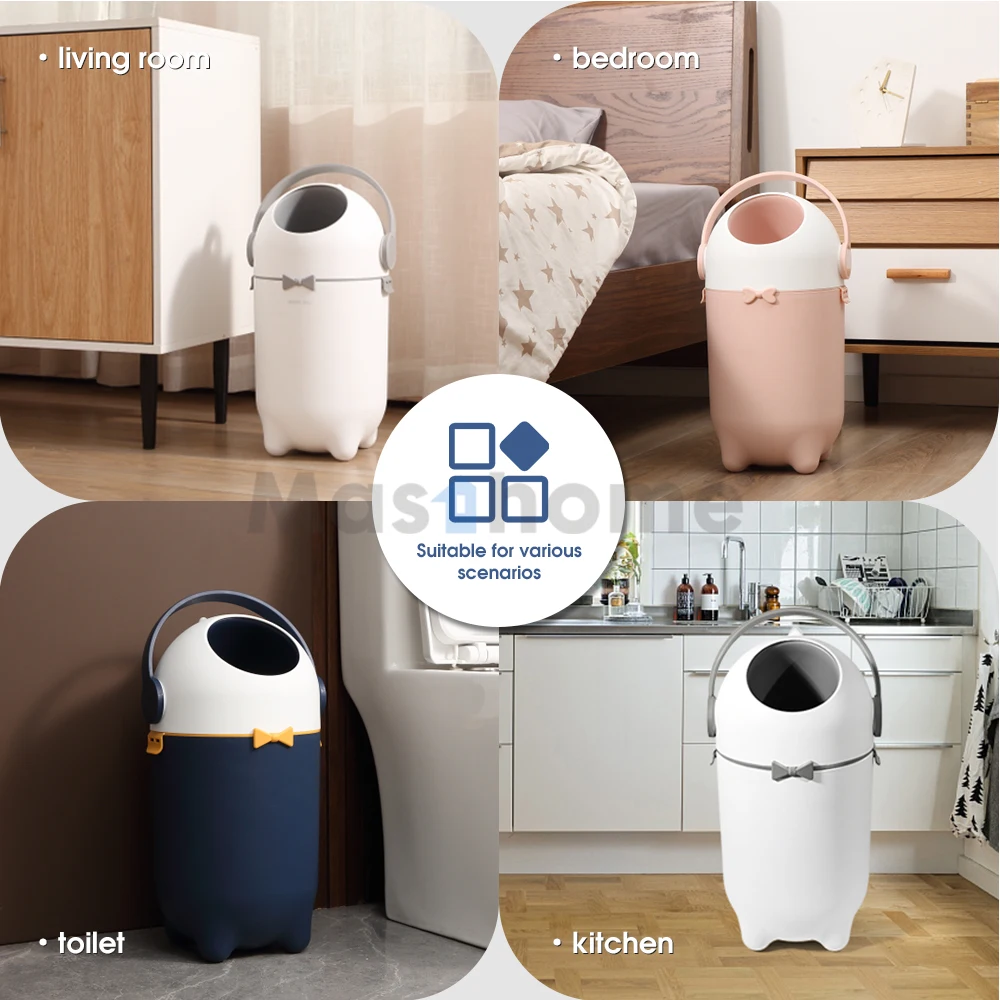 Masthome 2024 New Trend Deodorant Nappy Trash Bin Kitchen Living Room Kawaii Baby Diapers Disposal Trash Can
