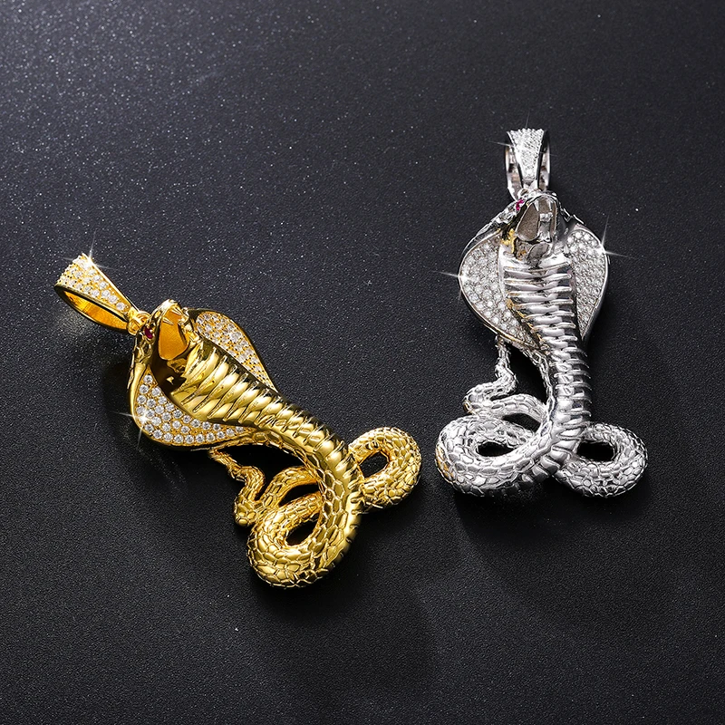 Hot sale Cobra Pendant Hip Hop Jewelry Gold Plated 925 Sterling Silver VVS Moissanite Iced Out Pendant necklace
