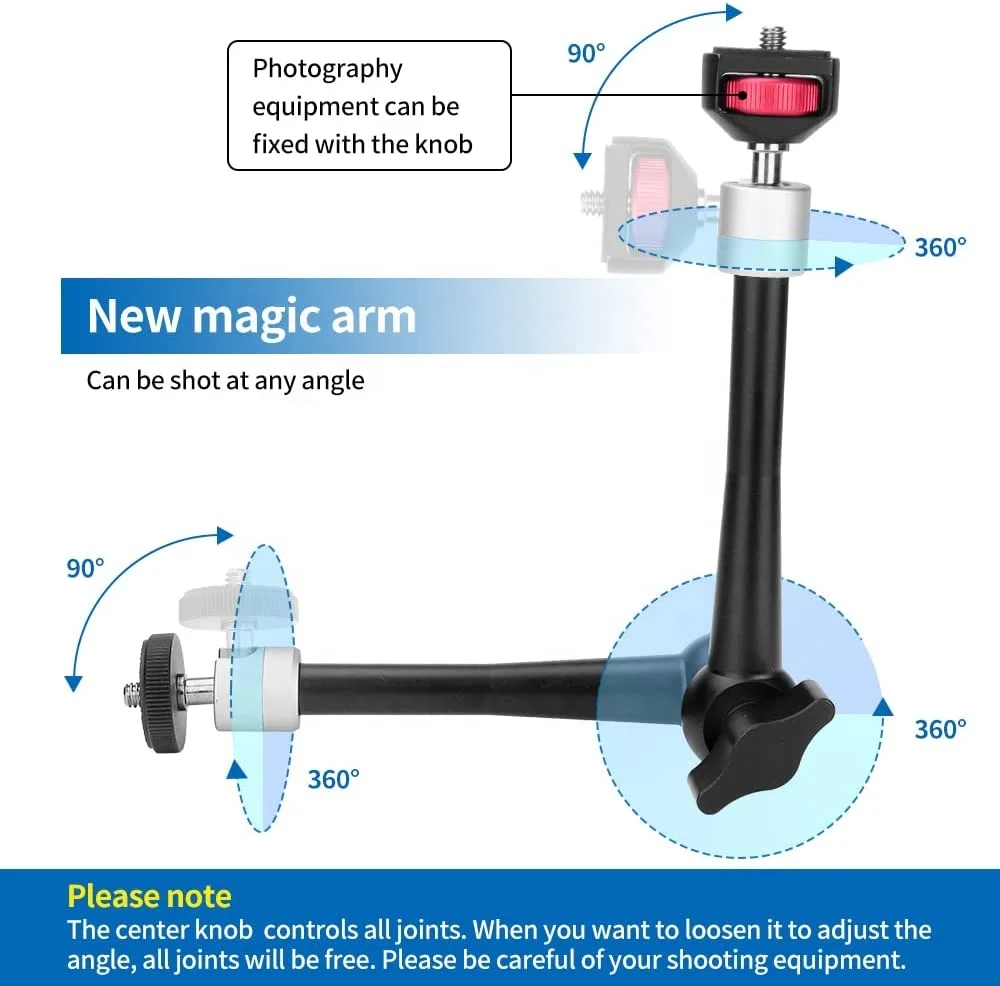 11 Inch Adjustable Articulating Friction Magic Arm Hot Shoe Mount With Quick Lock For DSLR Camera Rig LED Light