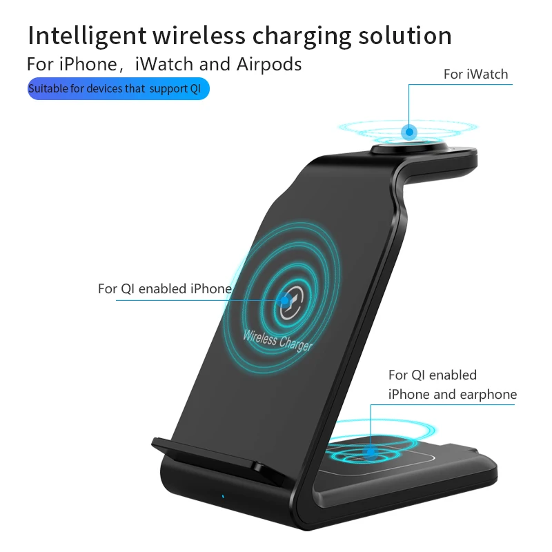 15W 3 in 1 Wireless Charging Portable Wireless Charger 10w qi 3 in 1 wireless  standyour hands 2021 new car phone bracket