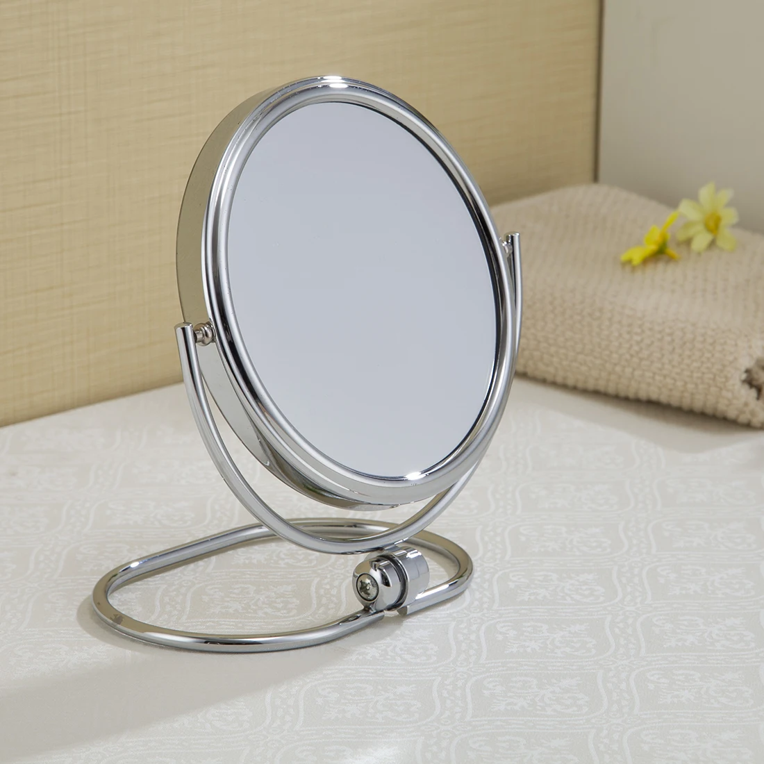 High quality 8 inch double side table standing cosmetic mirror with LED light