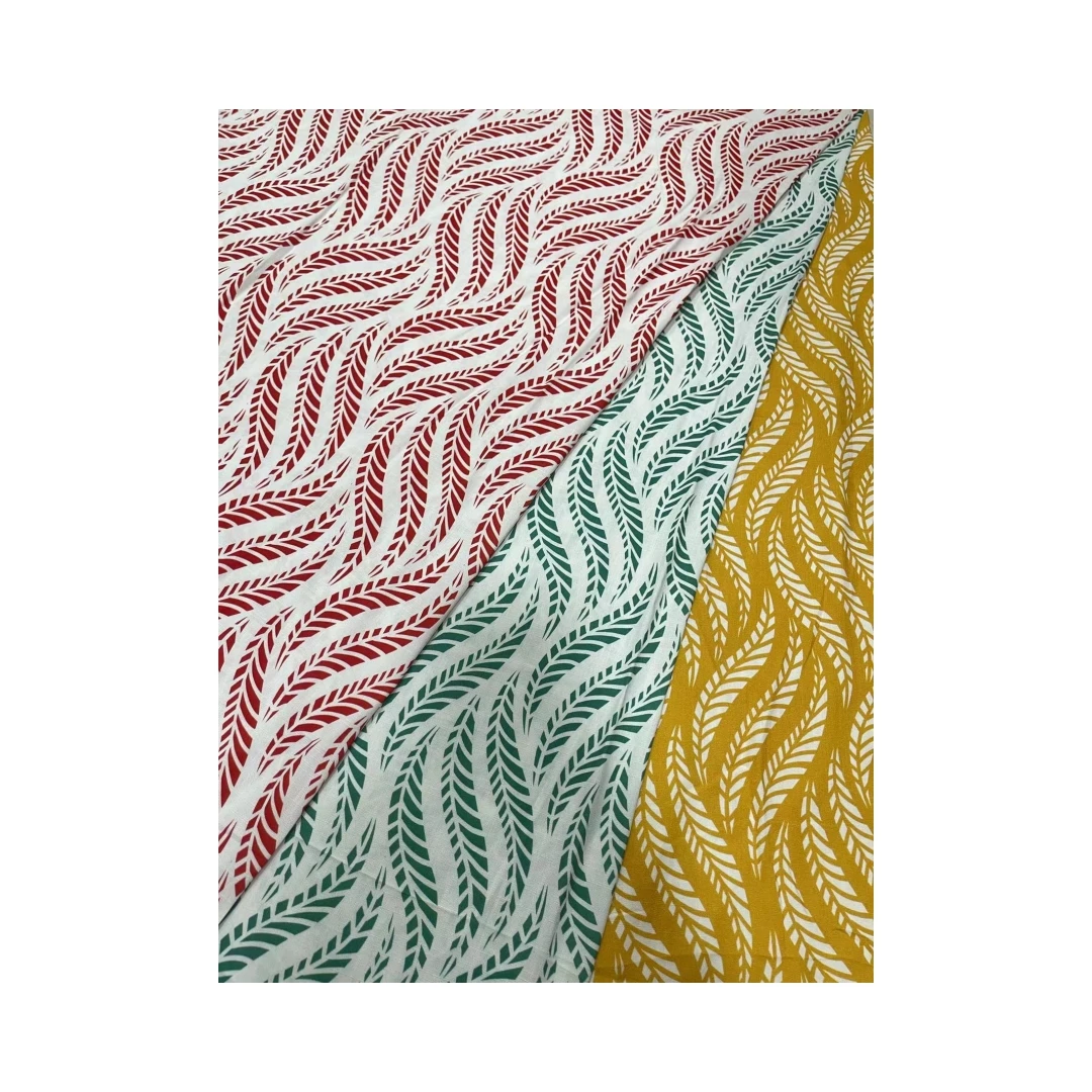 Simple style pattern design rayon-screen-printing-fabric rayon slub printed fabric for Garment