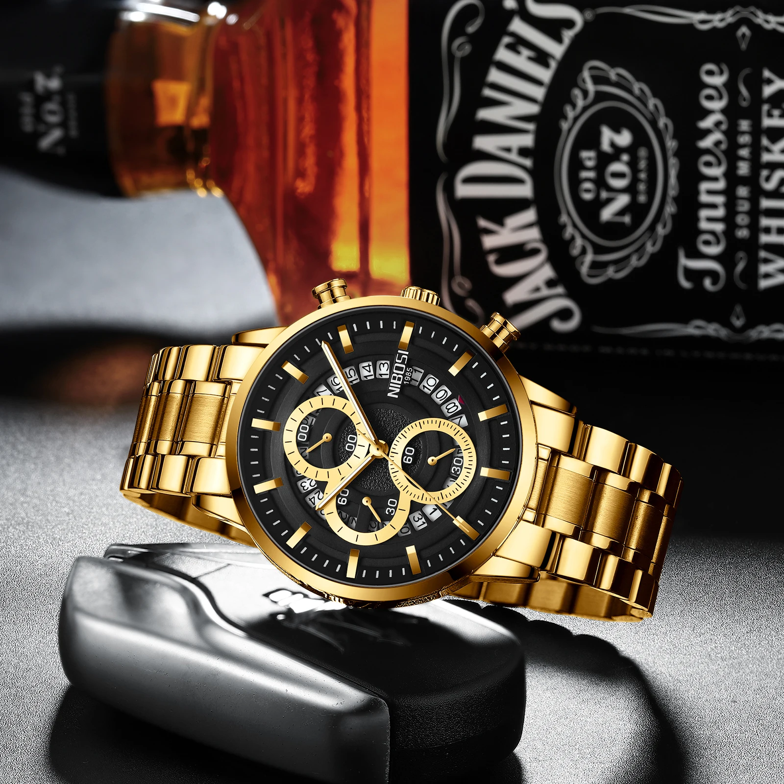 Luxury Watch Strap Wristwatch NIBOSI 2369 Movt Quartz Watch Stainless Steel reloj