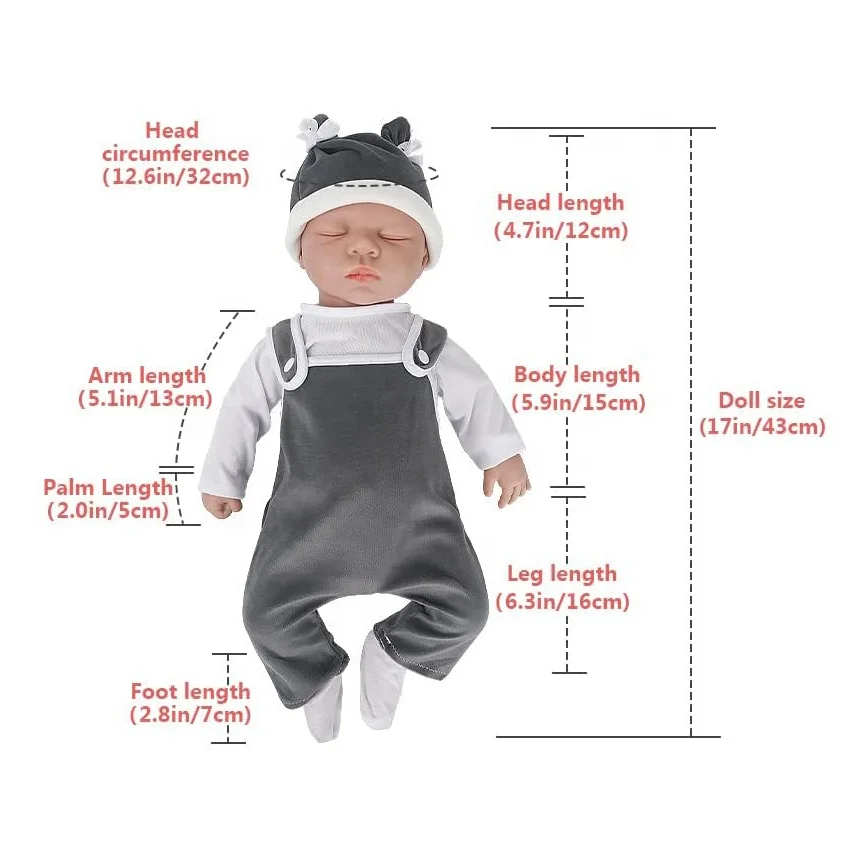 18 inch real looking reborn soft silicone sleeping baby doll for kids