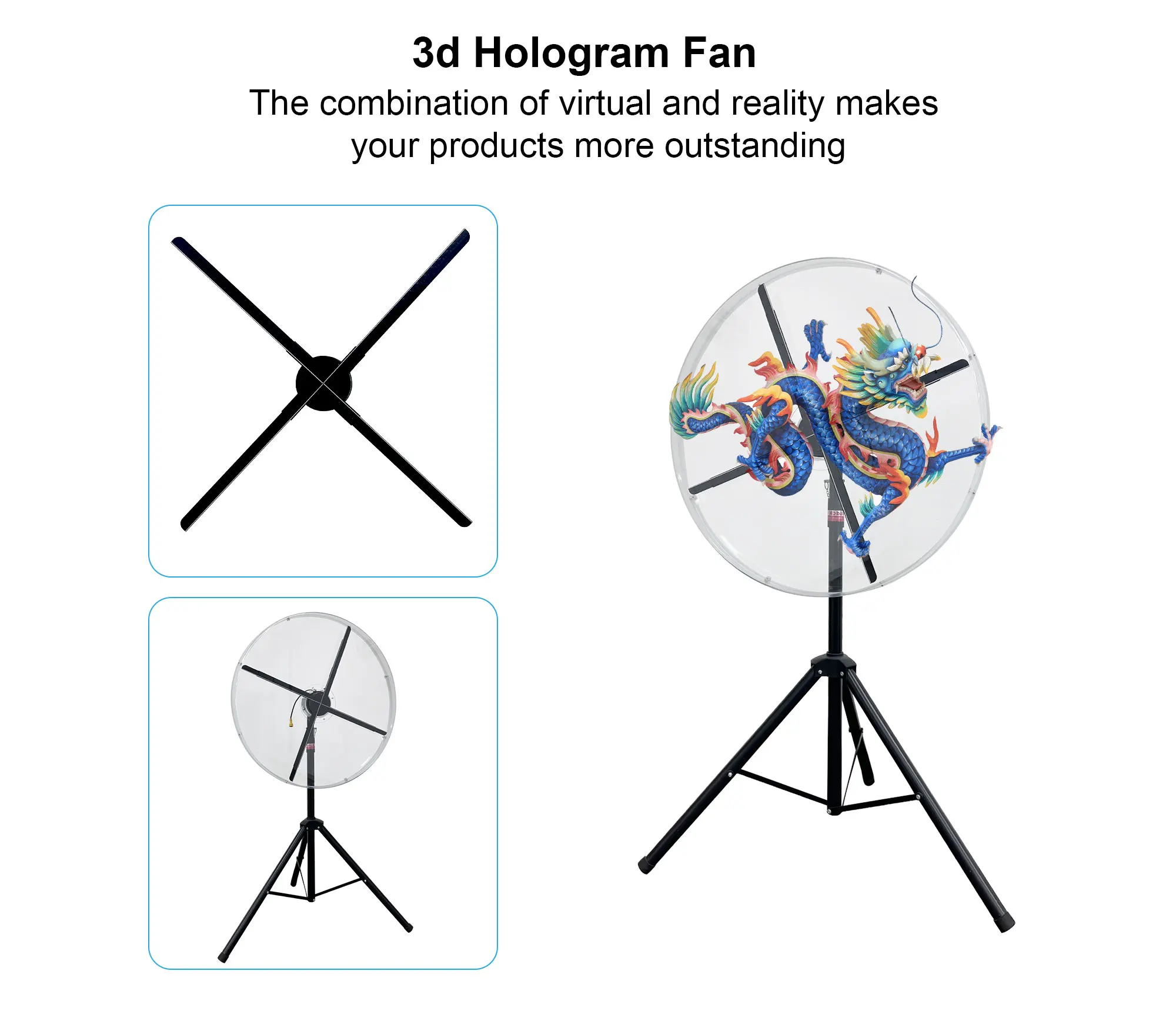 80cm 3D Hologram Projector Fan Wifi Advertising Display Logo Light APP or PC or remote Control Holographic 3d fan Projector