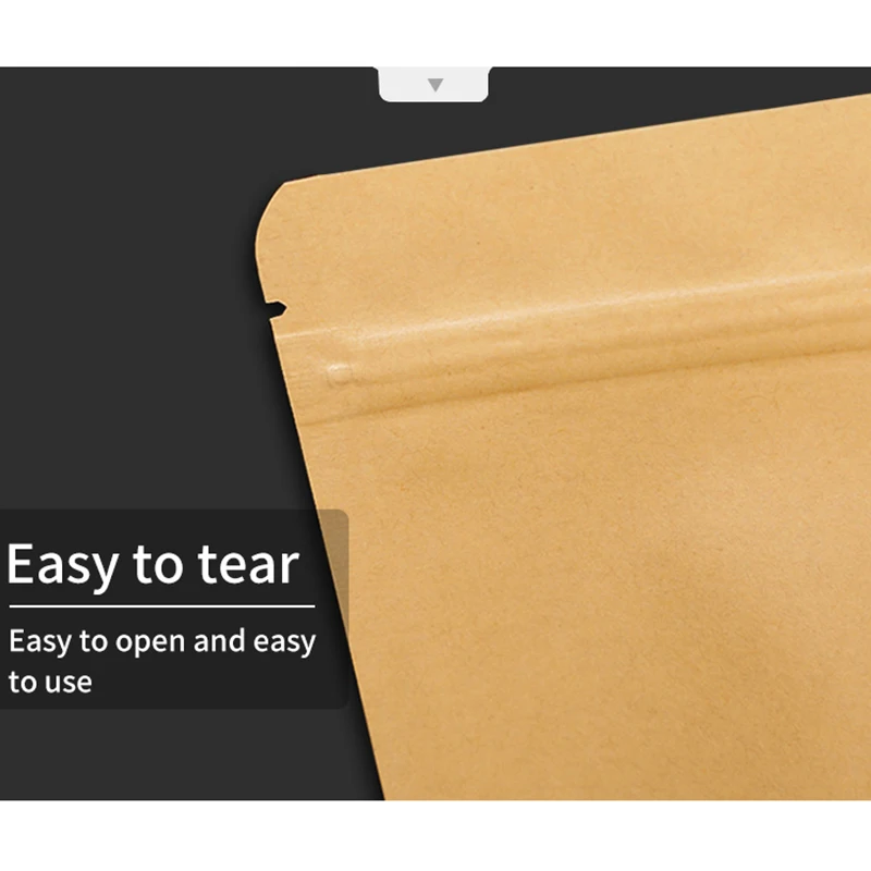 Brown Kraft Paper Flat Zip Lock Pouches Bags with Aluminum Plating Food Packaging Brown Zipper  Pouch Custom Printed