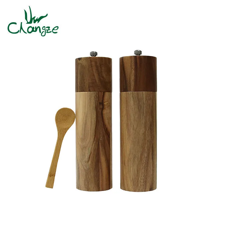 CHANGZE Amazon 2pcs Salt And Pepper Grinder Set Acacia Wooden Salt And Pepper Grinder
