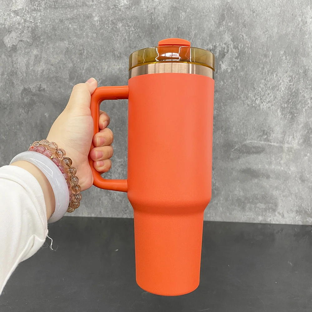 Custom logo DIY 40oz copper plated double wall drinking glasses mug 40 oz outdoor travel coffee water bottle adventure tumbler
